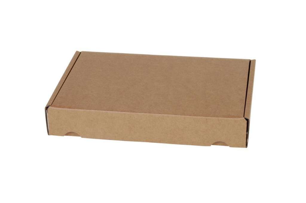 Afbeeldingen van Postdoos 390x300x070mm 3mm enkel golf bruin